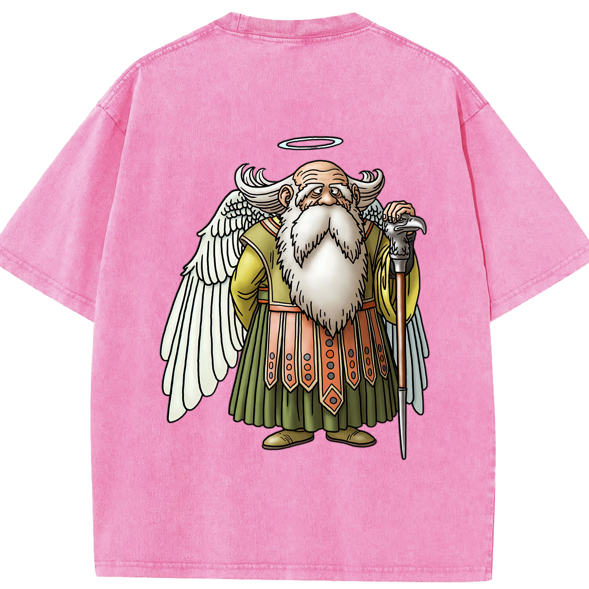 （画像用） ドラゴンクエスト Doragon Kuesuto Dragon Quest 綿100% ヴィンテージ風 半袖Tシャツ（背面プリント）